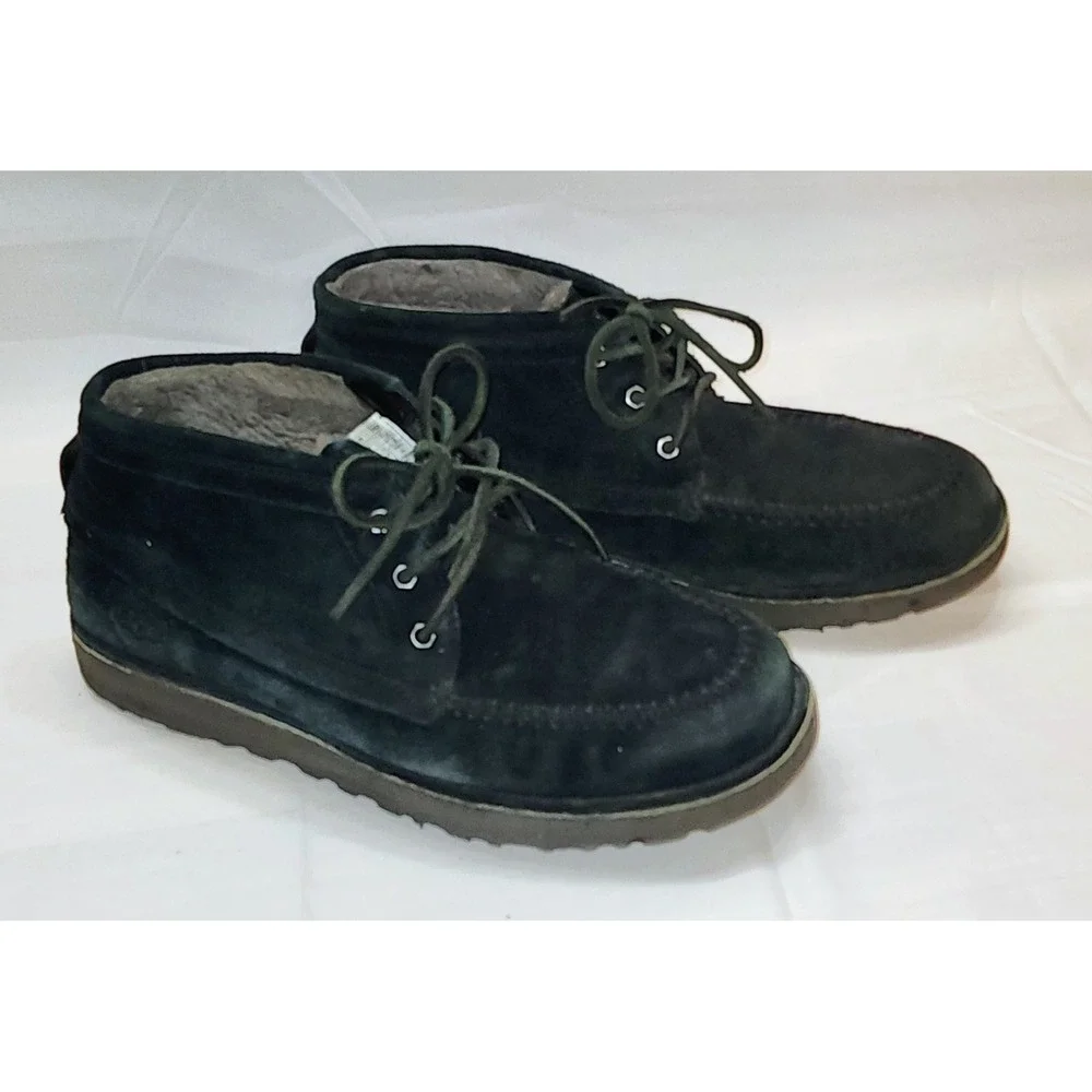 UGG Campout Men's 10 Black Suede Sheepskin Leather‎ Low Chukka Boots S/N 1112408
